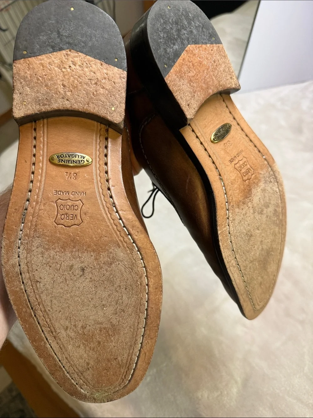 ⭐️Belvedere Studio genuine alligator leather and calfskin wingtip oxfords SZ 8.5